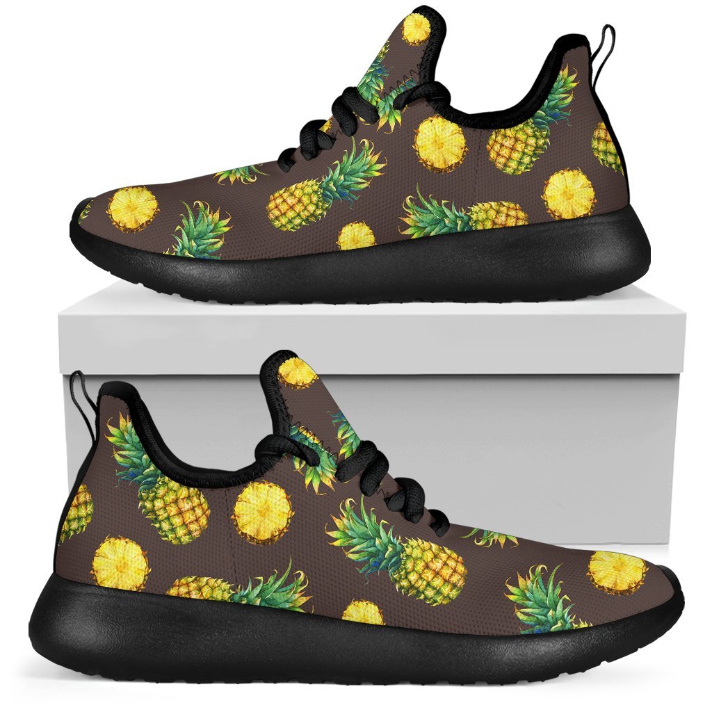 Brown Pineapple Pattern Print Mesh Knit Shoes GearFrost