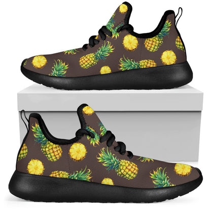 Brown Pineapple Pattern Print Mesh Knit Shoes GearFrost
