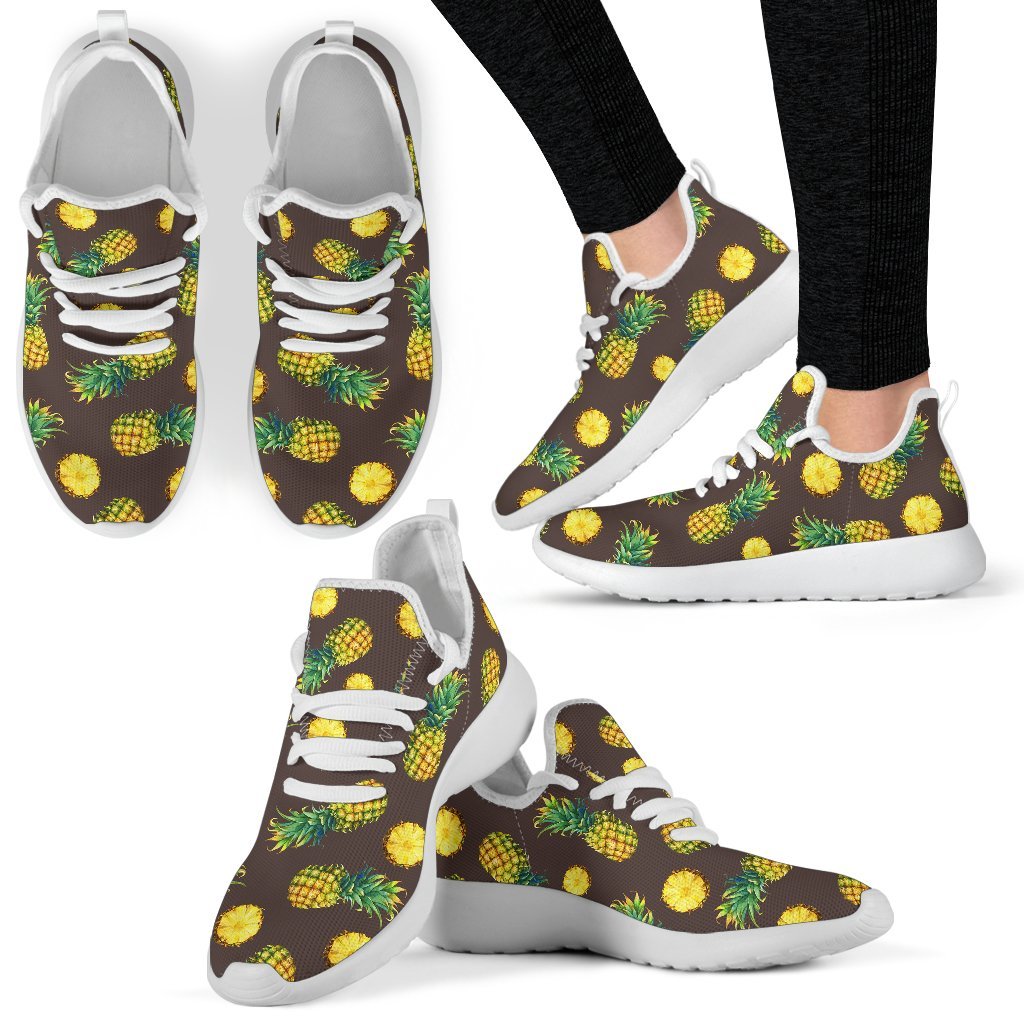 Brown Pineapple Pattern Print Mesh Knit Shoes GearFrost