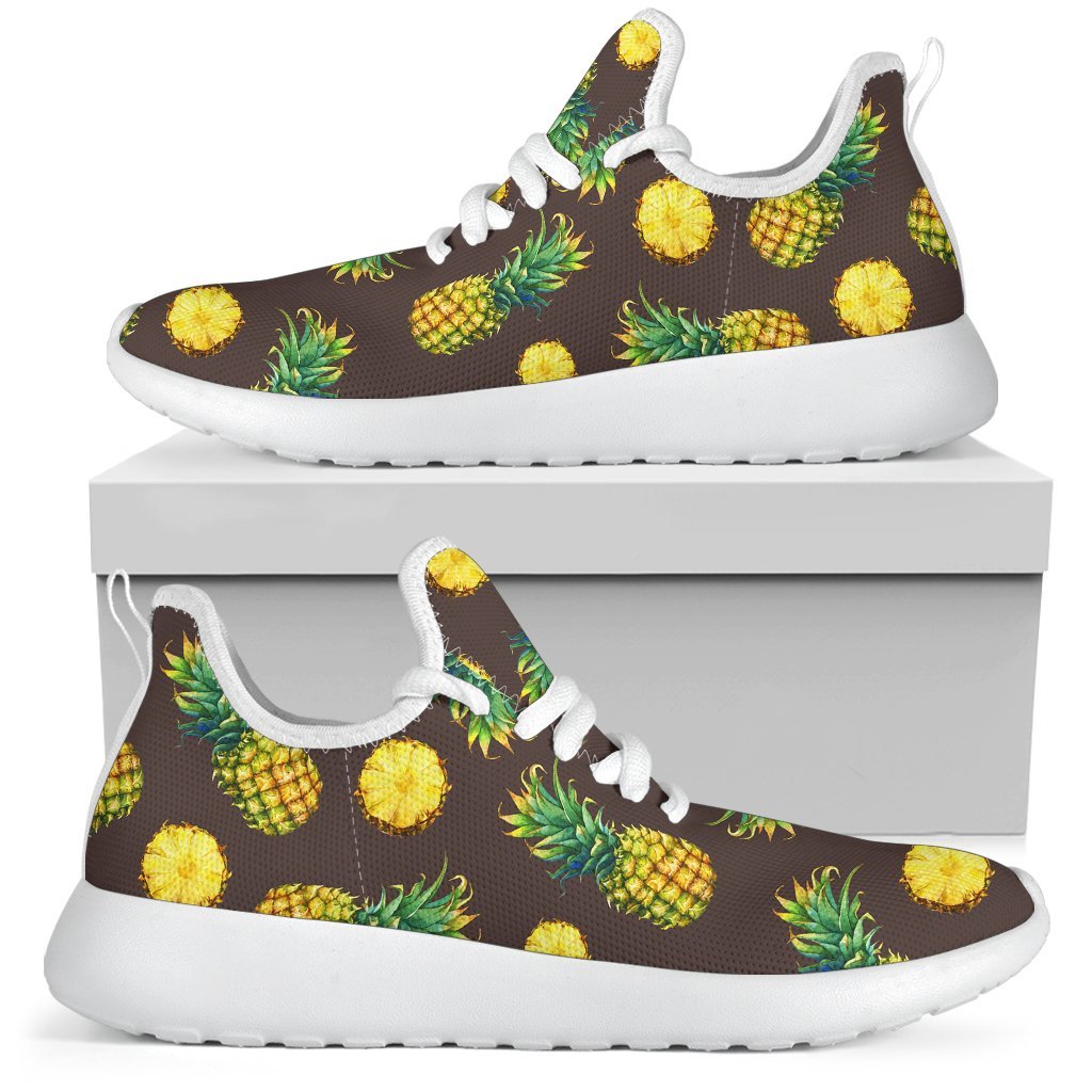 Brown Pineapple Pattern Print Mesh Knit Shoes GearFrost