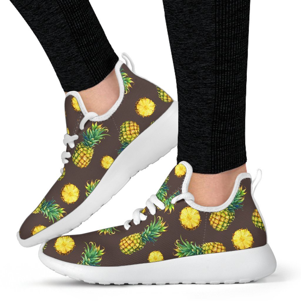 Brown Pineapple Pattern Print Mesh Knit Shoes GearFrost