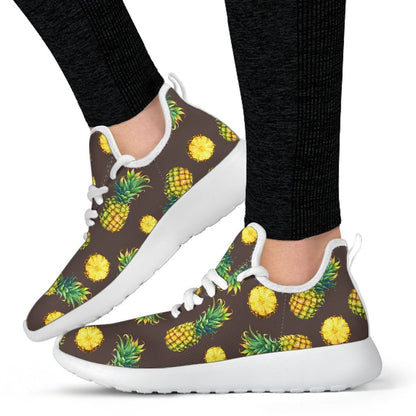 Brown Pineapple Pattern Print Mesh Knit Shoes GearFrost