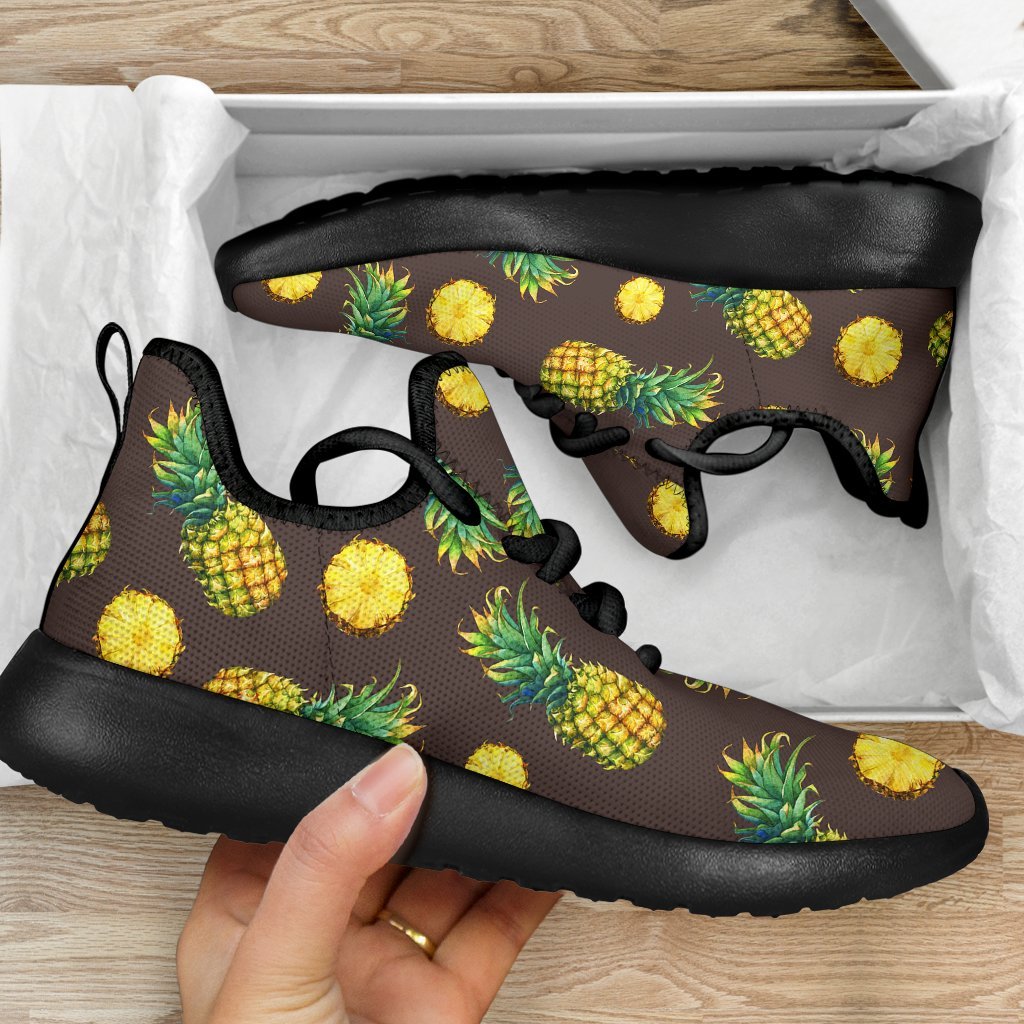 Brown Pineapple Pattern Print Mesh Knit Shoes GearFrost