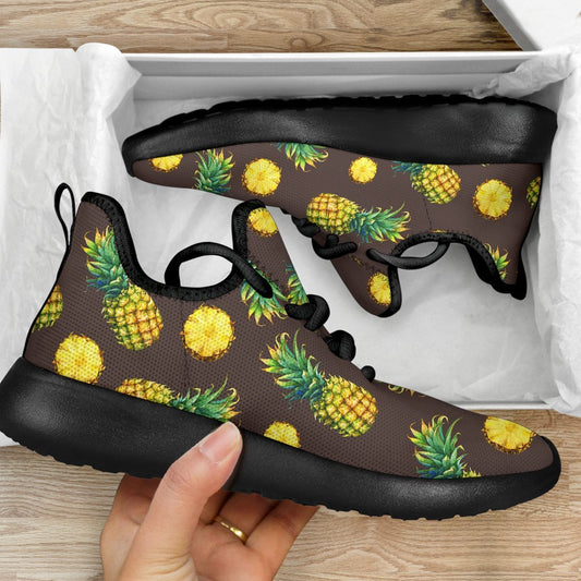 Brown Pineapple Pattern Print Mesh Knit Shoes GearFrost