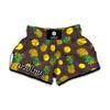 Brown Pineapple Pattern Print Muay Thai Boxing Shorts