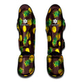Brown Pineapple Pattern Print Muay Thai Shin Guards
