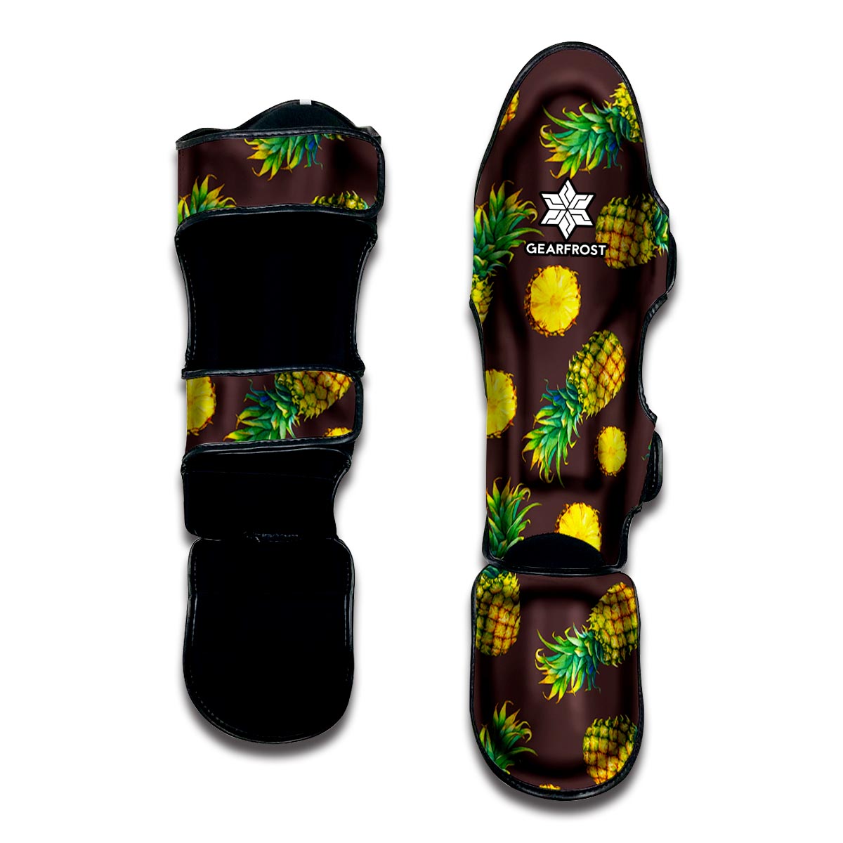 Brown Pineapple Pattern Print Muay Thai Shin Guard