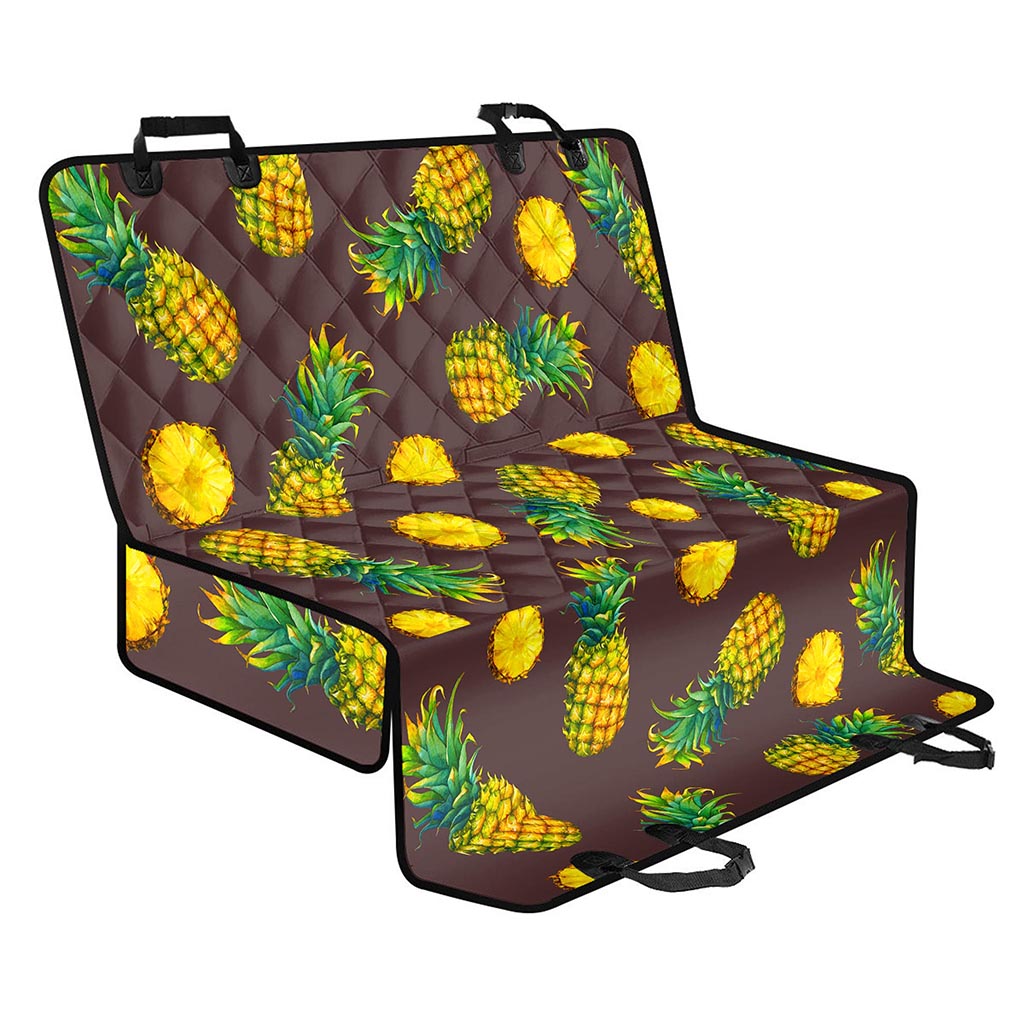 Brown Pineapple Pattern Print Pet Car Back Seat Cover