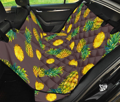 Brown Pineapple Pattern Print Pet Car Back Seat Cover