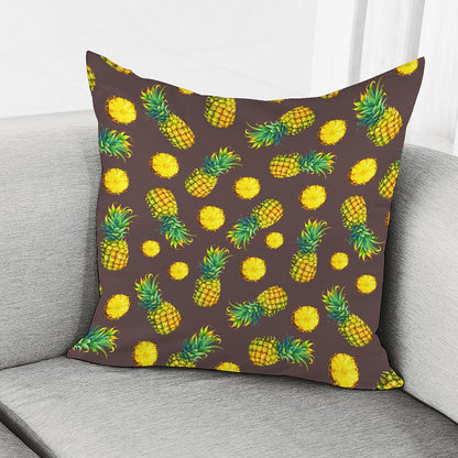 Brown Pineapple Pattern Print Pillow Cover