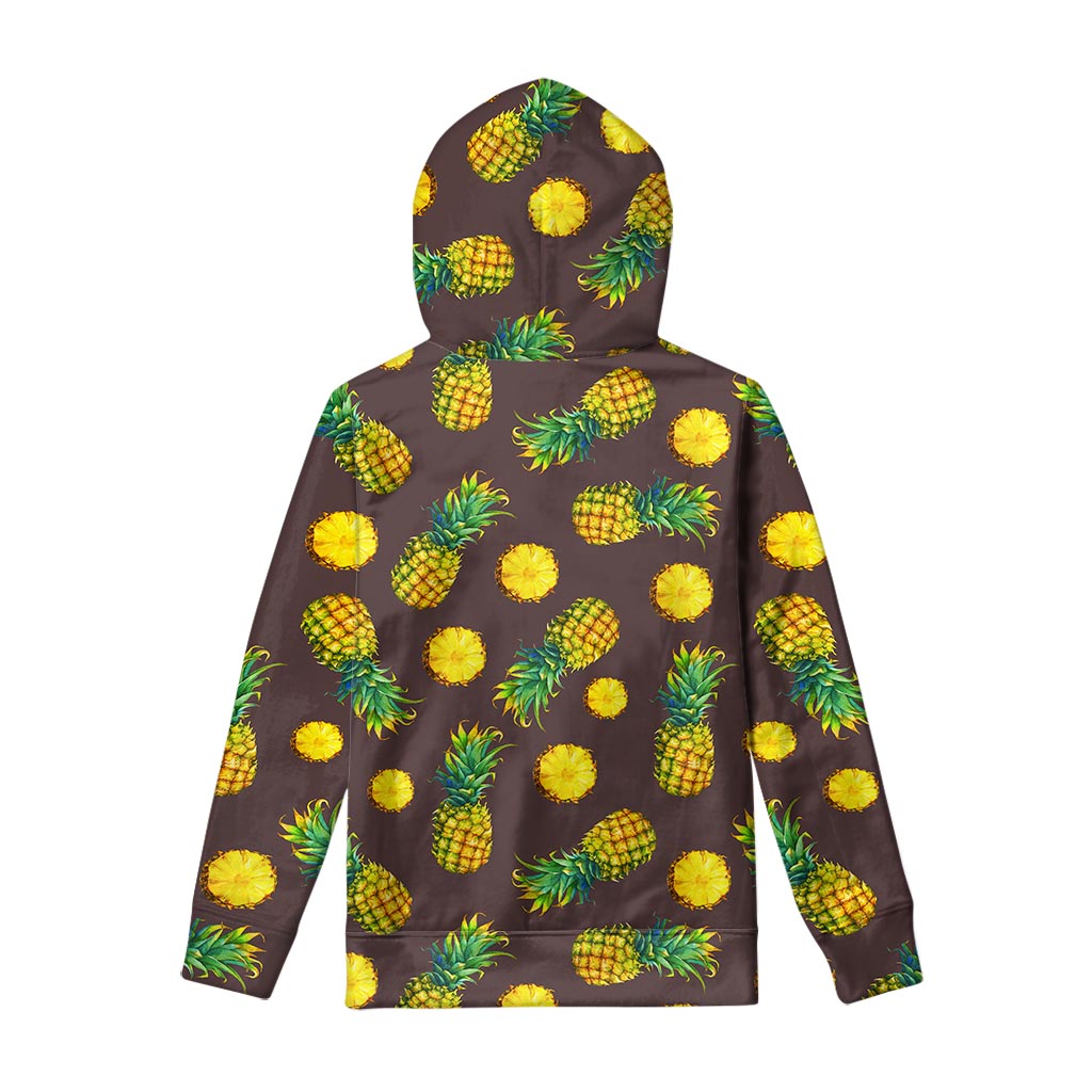 Brown Pineapple Pattern Print Pullover Hoodie
