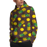 Brown Pineapple Pattern Print Pullover Hoodie