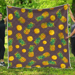 Brown Pineapple Pattern Print Quilt
