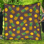 Brown Pineapple Pattern Print Quilt