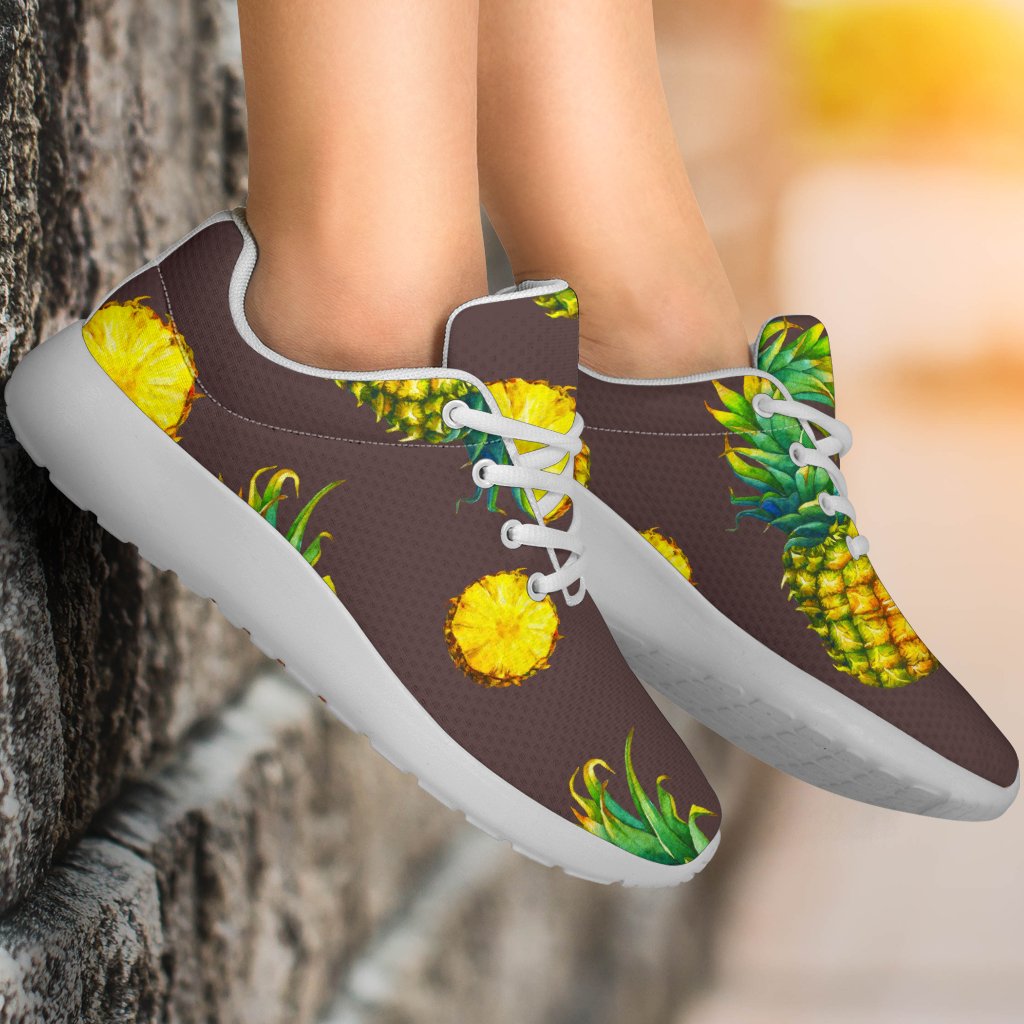 Brown Pineapple Pattern Print Sport Shoes GearFrost