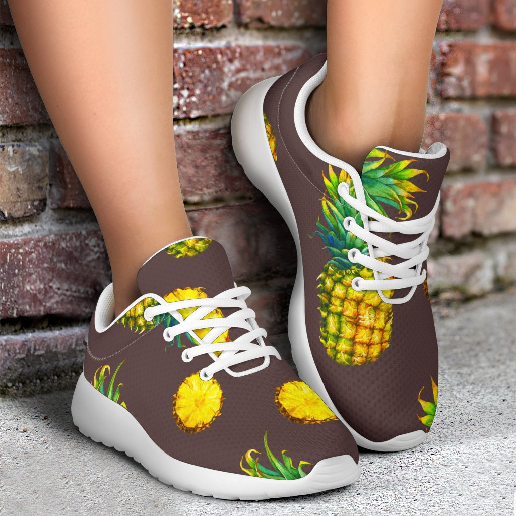 Brown Pineapple Pattern Print Sport Shoes GearFrost