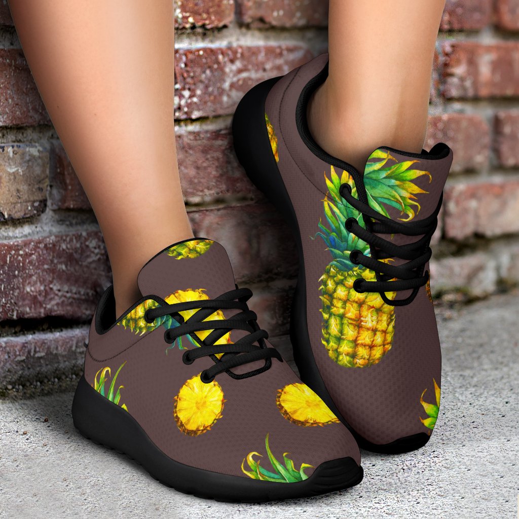 Brown Pineapple Pattern Print Sport Shoes GearFrost