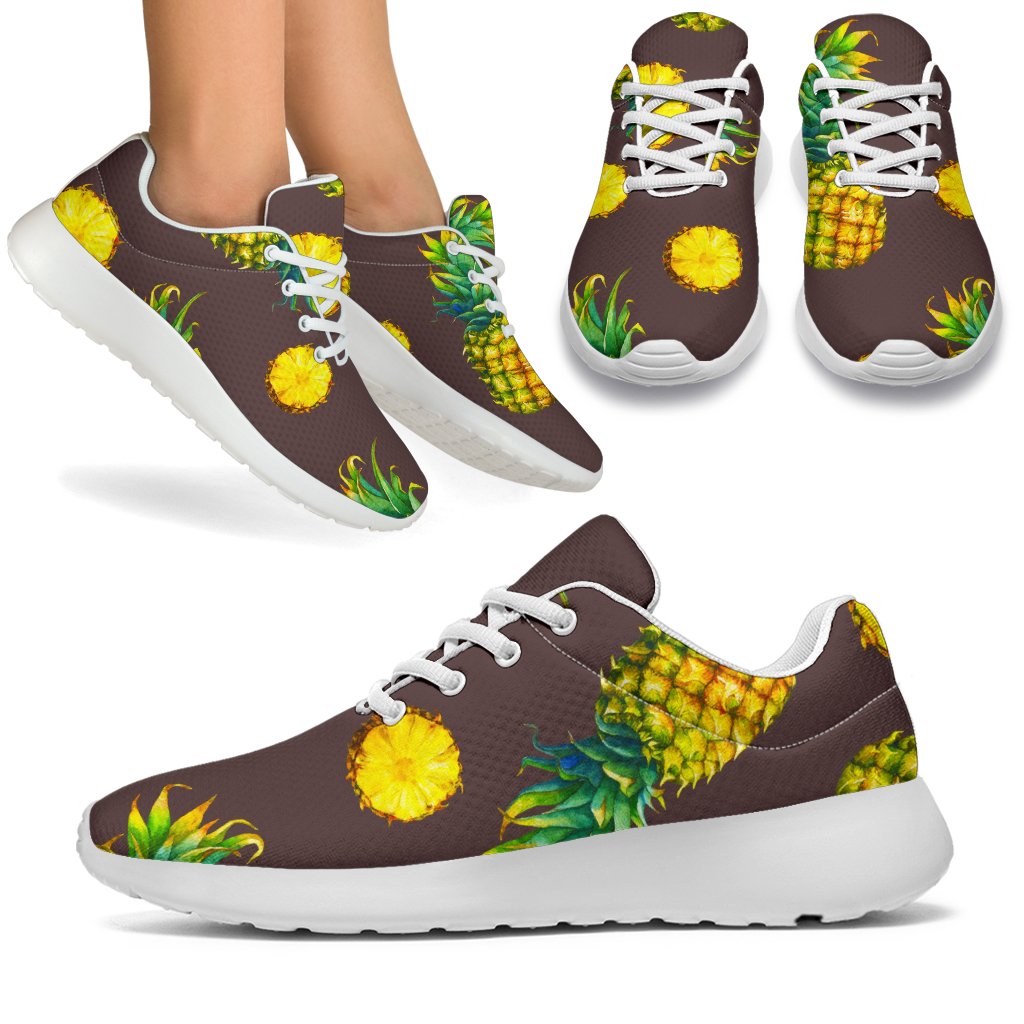 Brown Pineapple Pattern Print Sport Shoes GearFrost