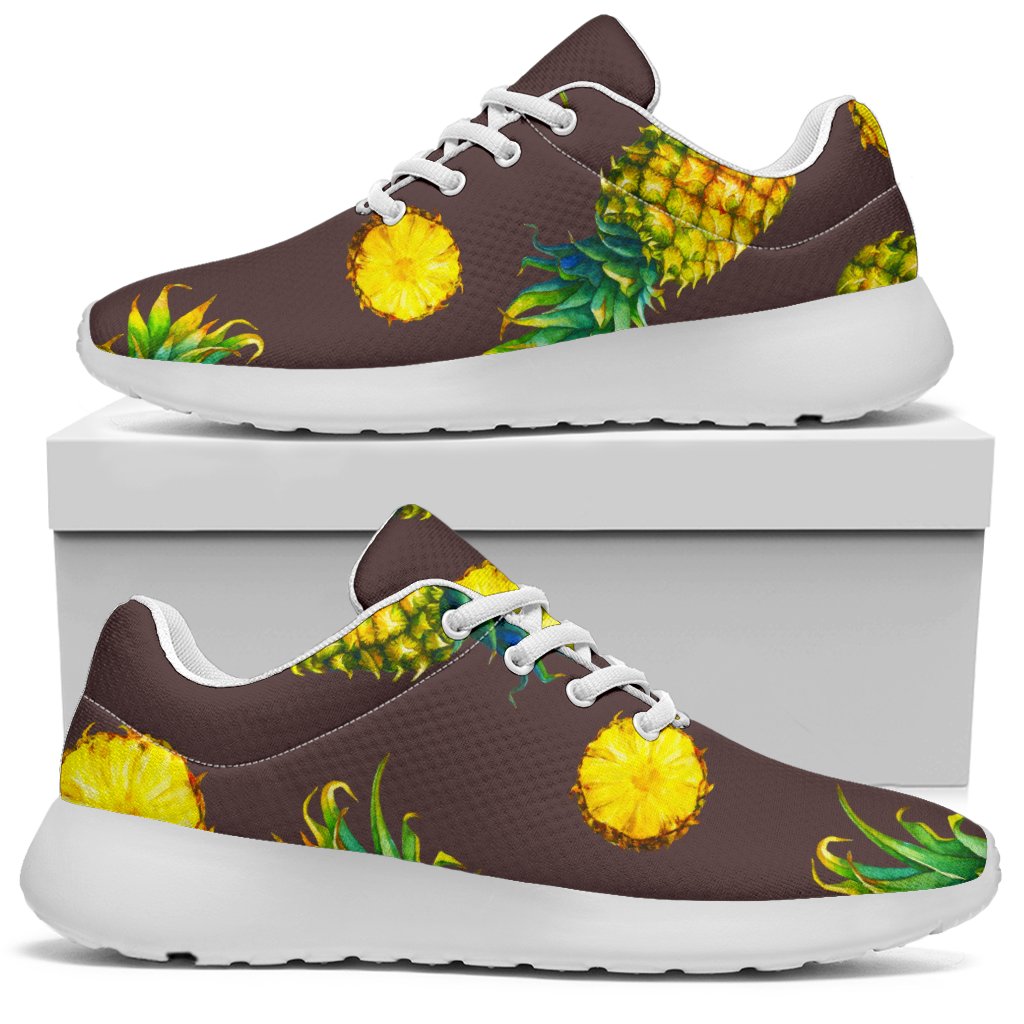 Brown Pineapple Pattern Print Sport Shoes GearFrost