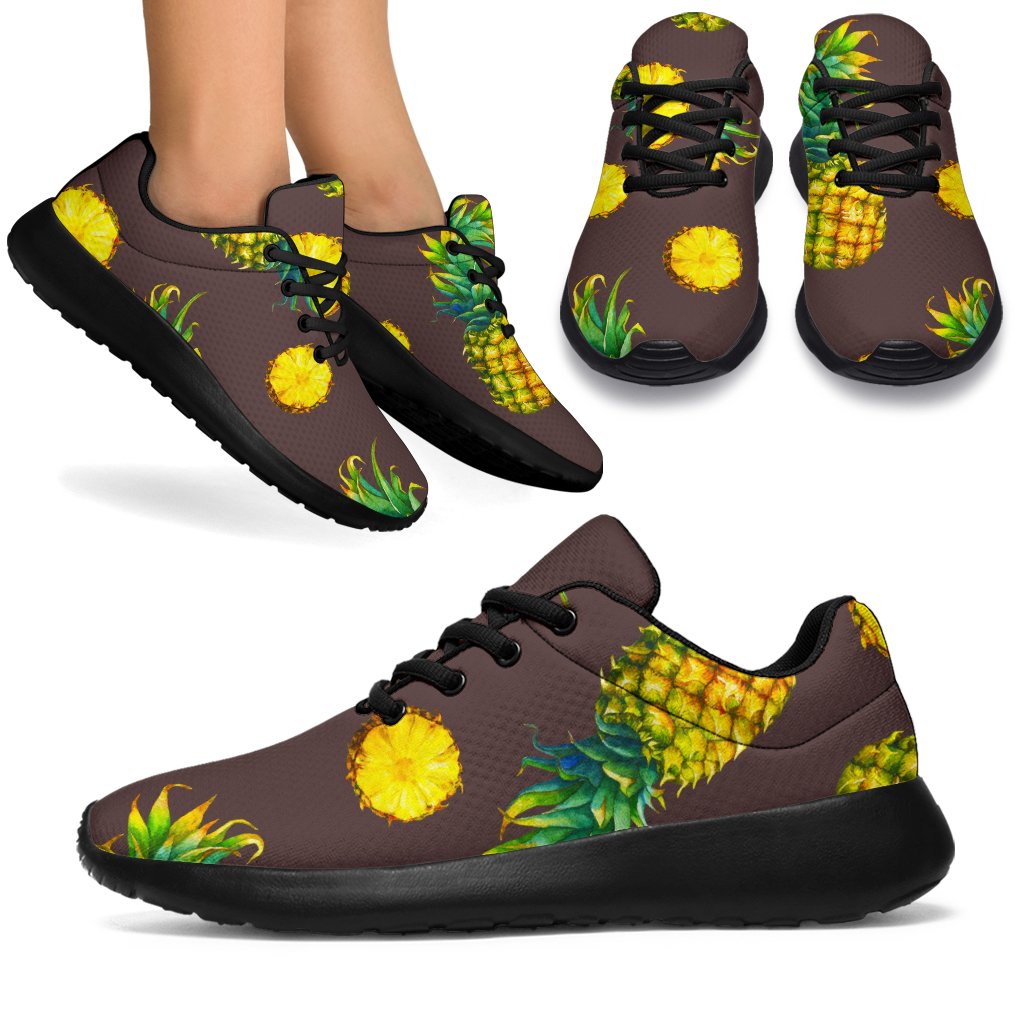 Brown Pineapple Pattern Print Sport Shoes GearFrost