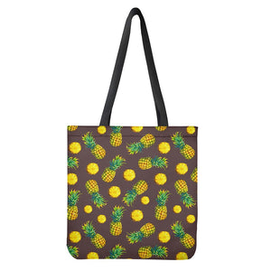 Brown Pineapple Pattern Print Tote Bag