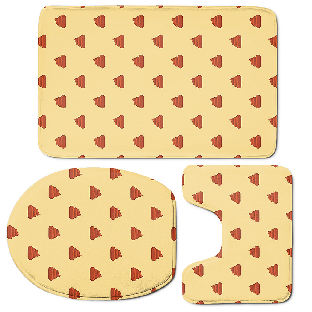 Brown Poop Pattern Print 3 Piece Bath Mat Set