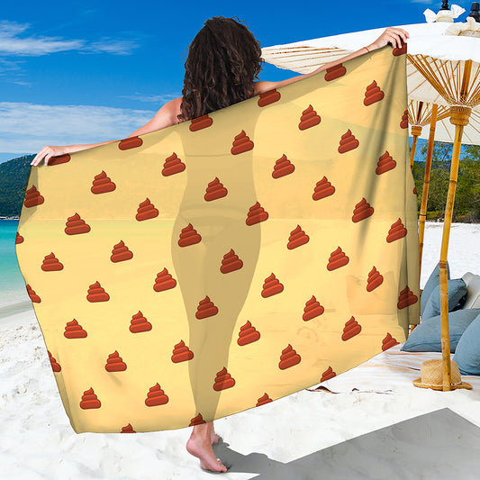 Brown Poop Pattern Print Beach Sarong Wrap