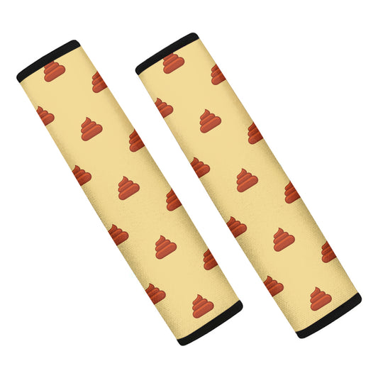Brown Poop Pattern Print Car Seat Belt Covers