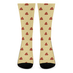 Brown Poop Pattern Print Crew Socks