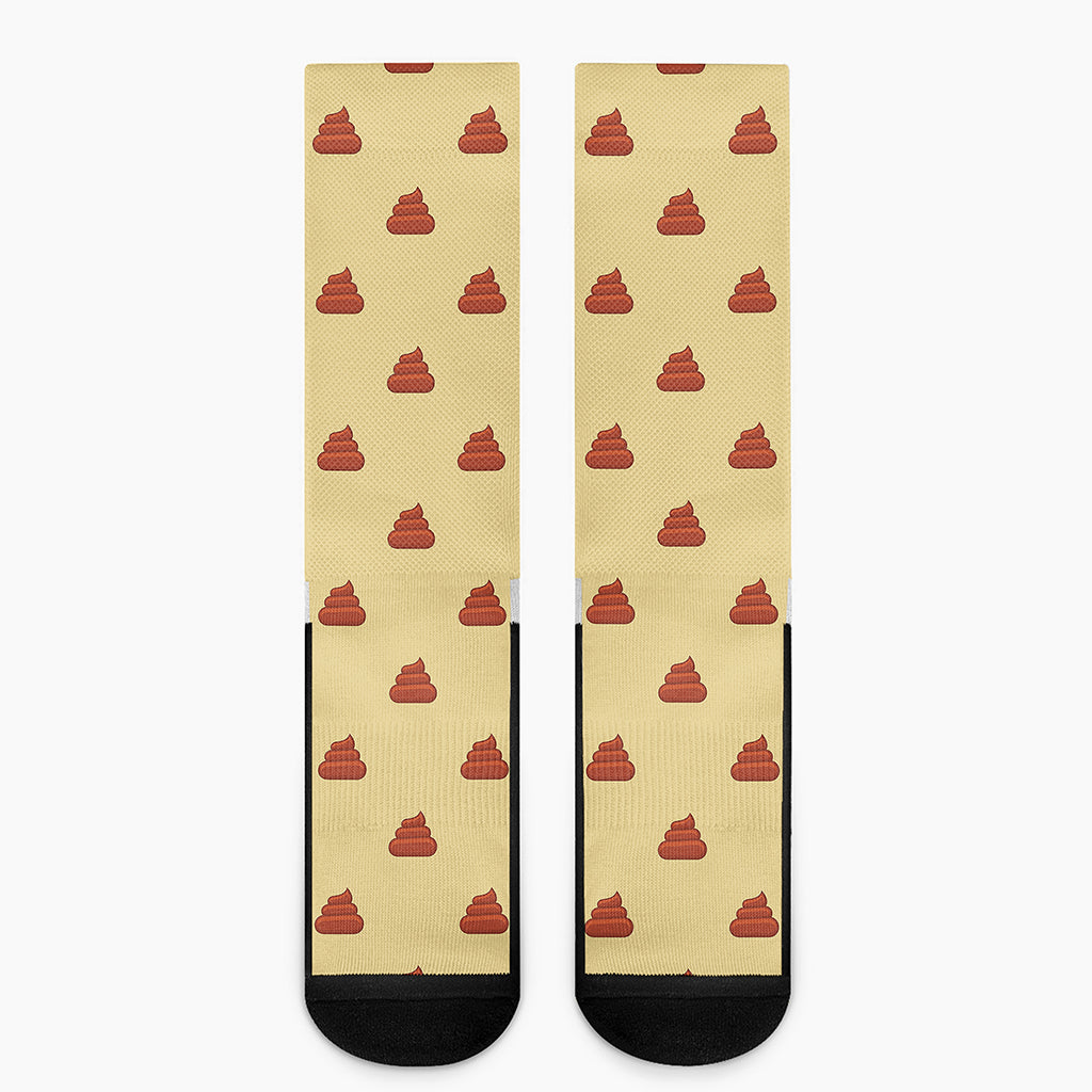 Brown Poop Pattern Print Crew Socks