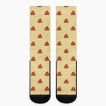 Brown Poop Pattern Print Crew Socks