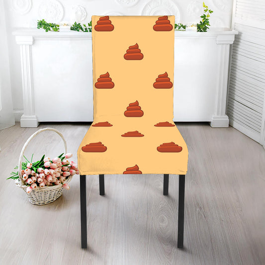 Brown Poop Pattern Print Dining Chair Slipcover