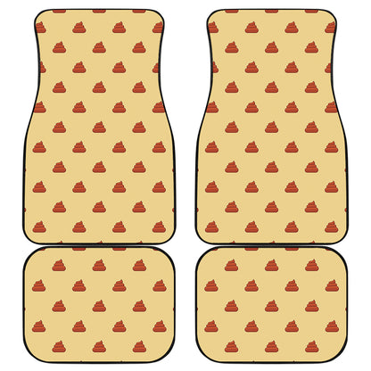 Brown Poop Pattern Print Front and Back Car Floor Mats