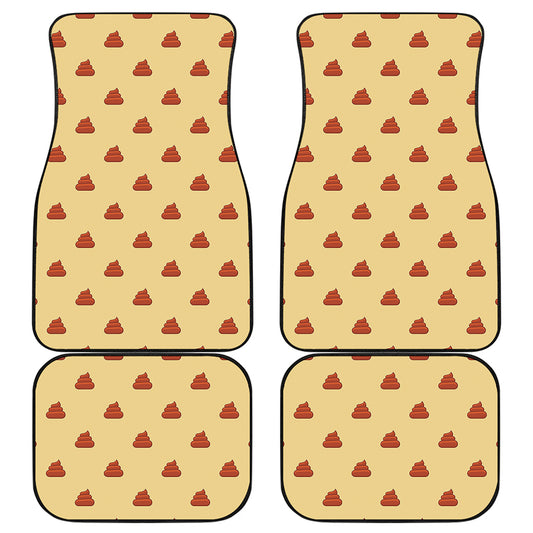 Brown Poop Pattern Print Front and Back Car Floor Mats