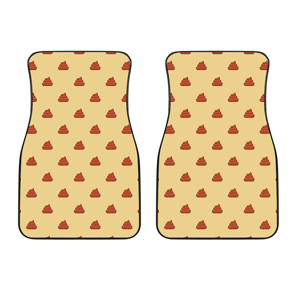 Brown Poop Pattern Print Front Car Floor Mats