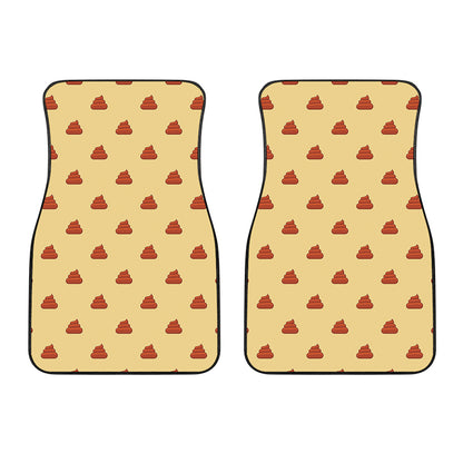 Brown Poop Pattern Print Front Car Floor Mats