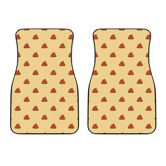 Brown Poop Pattern Print Front Car Floor Mats