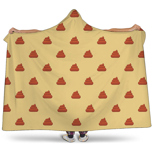 Brown Poop Pattern Print Hooded Blanket