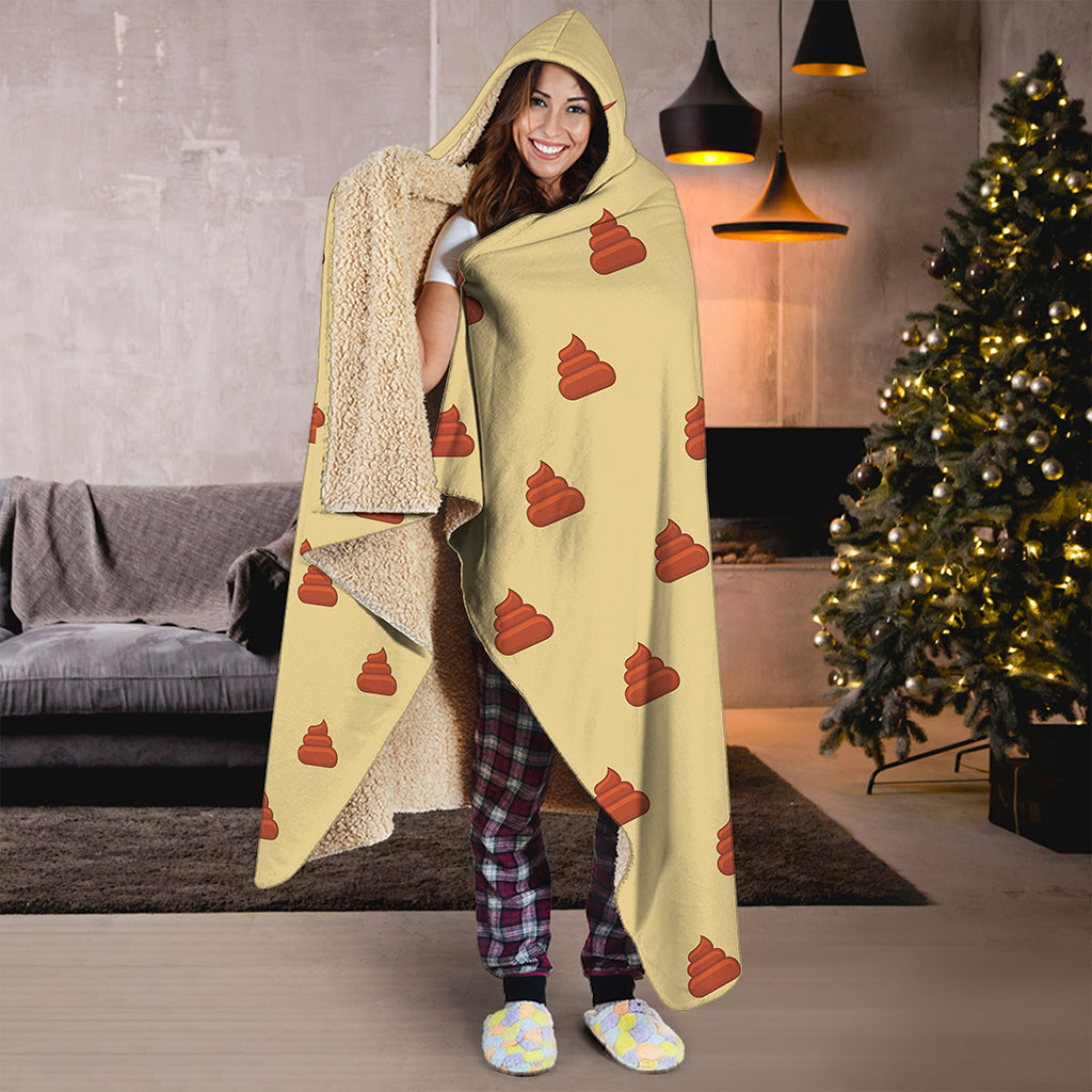 Brown Poop Pattern Print Hooded Blanket