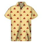 Brown Poop Pattern Print Men's Short Sleeve Shirt