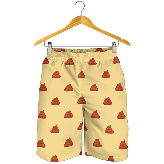 Brown Poop Pattern Print Men's Shorts