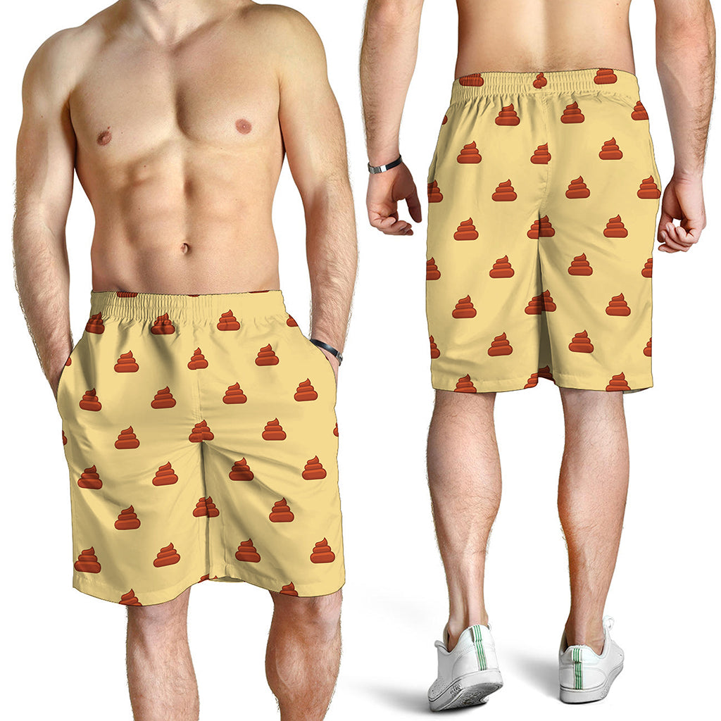 Brown Poop Pattern Print Men's Shorts