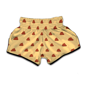 Brown Poop Pattern Print Muay Thai Boxing Shorts