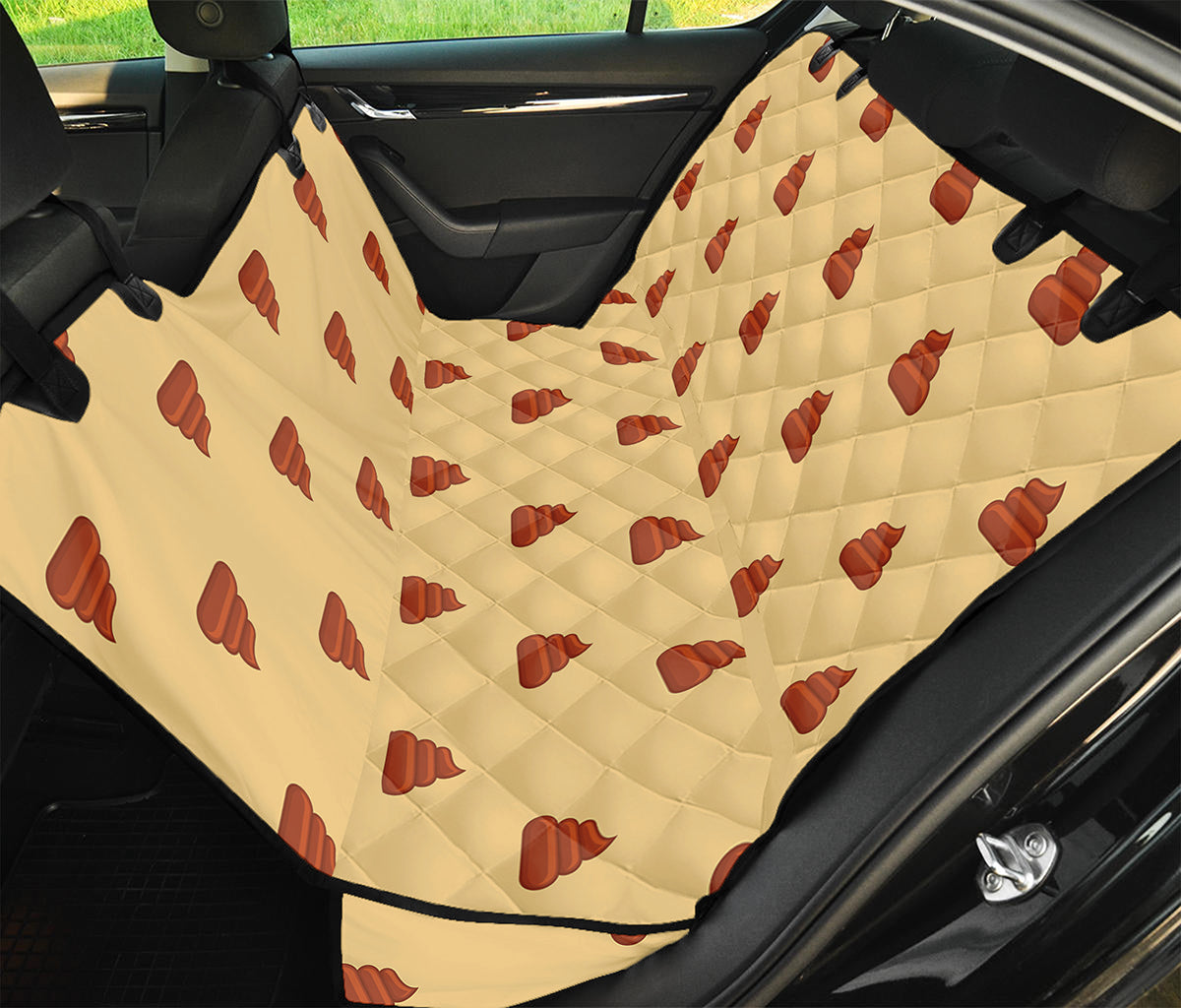 Brown Poop Pattern Print Pet Car Back Seat Cover
