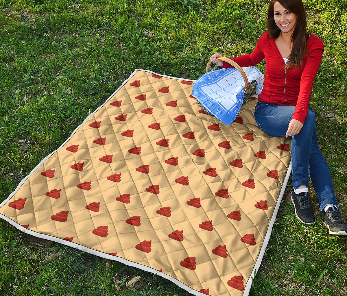 Brown Poop Pattern Print Quilt