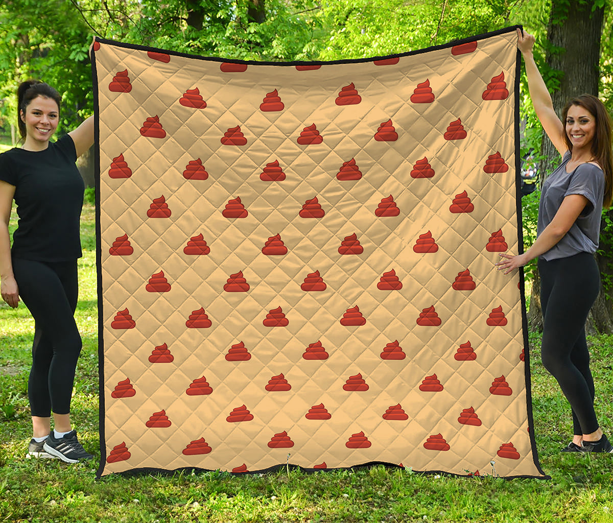 Brown Poop Pattern Print Quilt