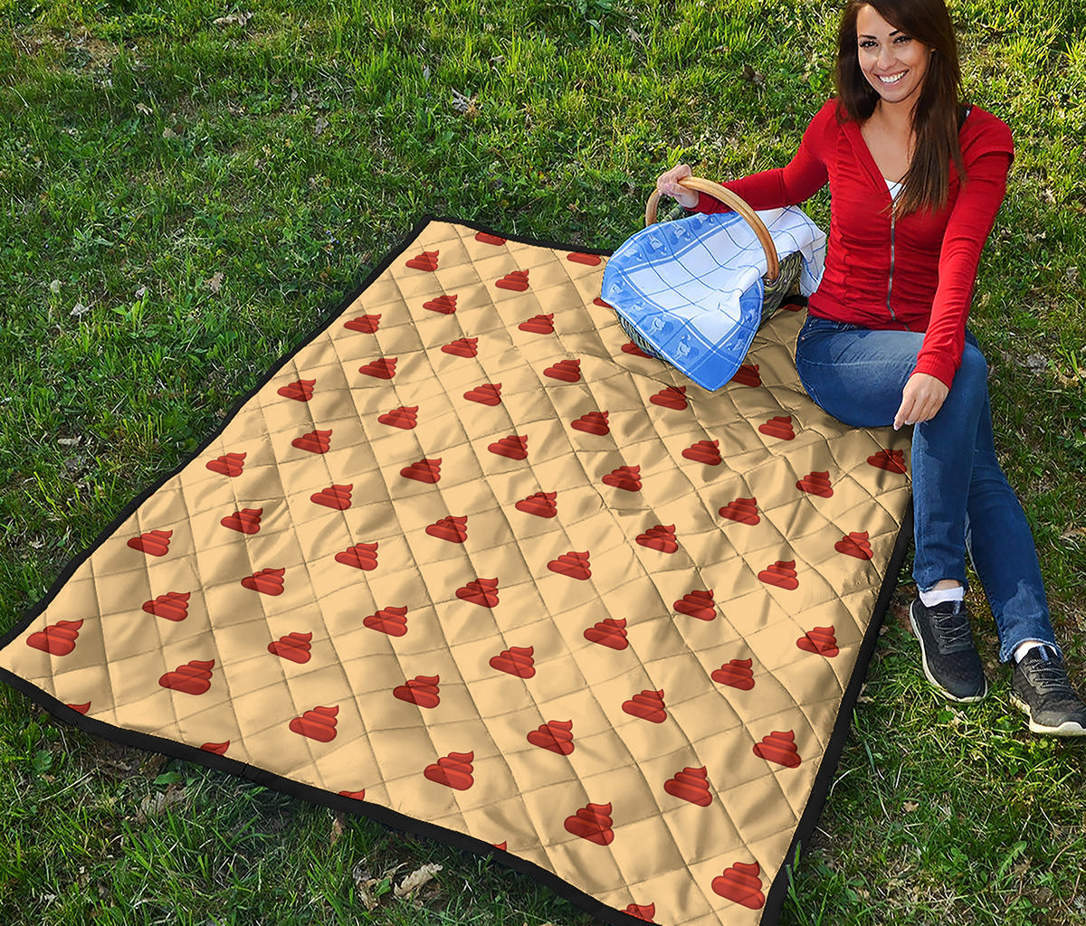 Brown Poop Pattern Print Quilt