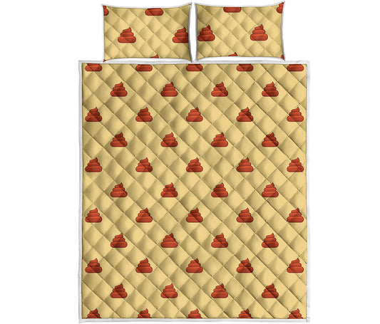 Brown Poop Pattern Print Quilt Bed Set