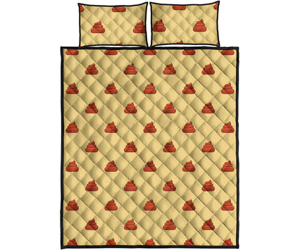 Brown Poop Pattern Print Quilt Bed Set