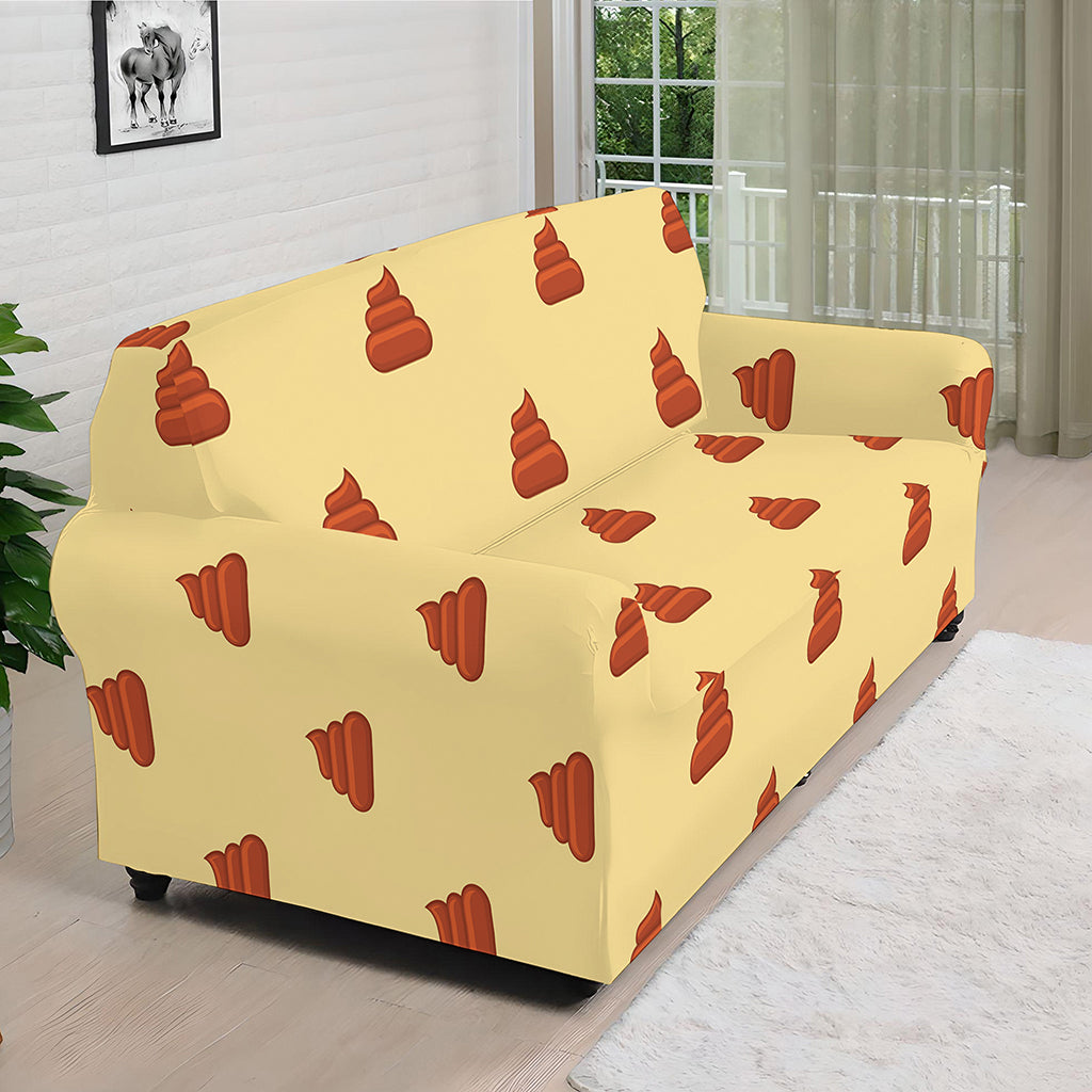 Brown Poop Pattern Print Sofa Cover